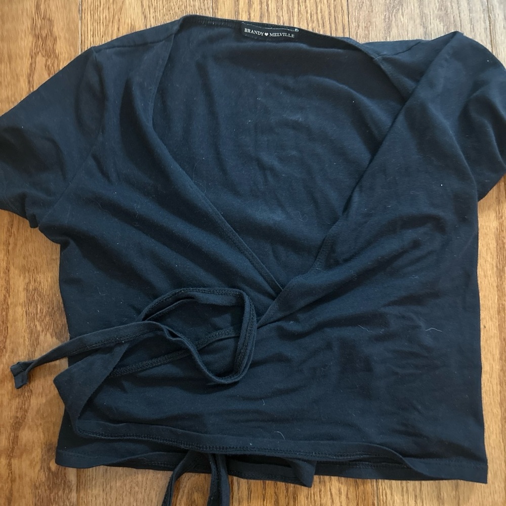 Brandy Melville wrap top in black